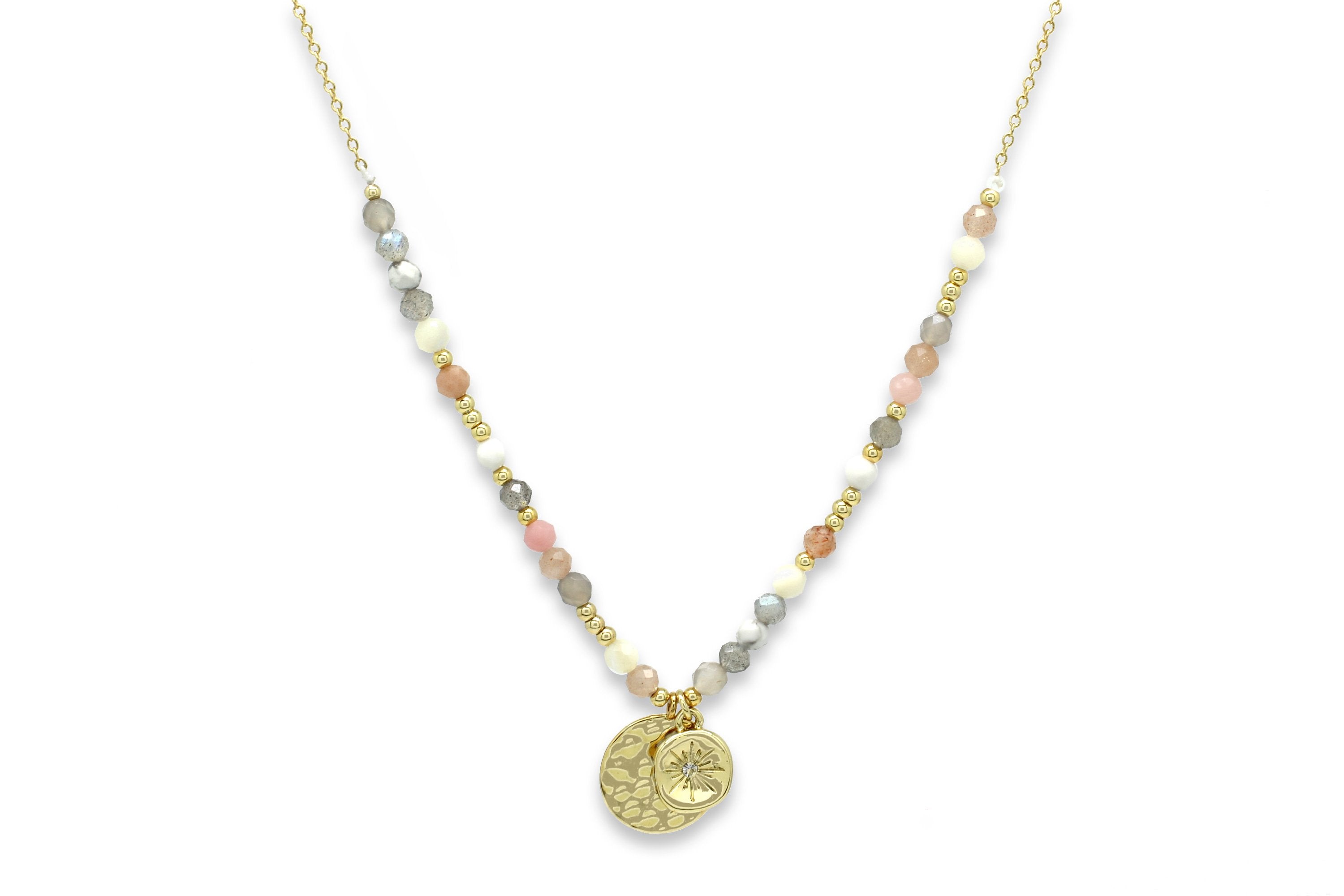 Zeus Dusky Pink Gemstone Beaded Necklace - Boho Betty