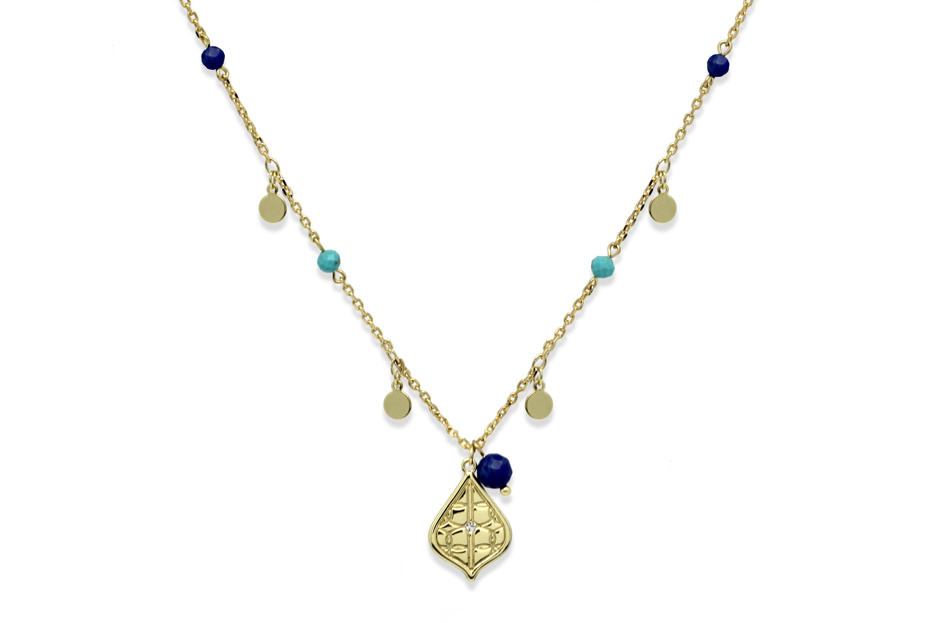 Nott Gold Pendant Multi Charm Necklace -#color_Gold