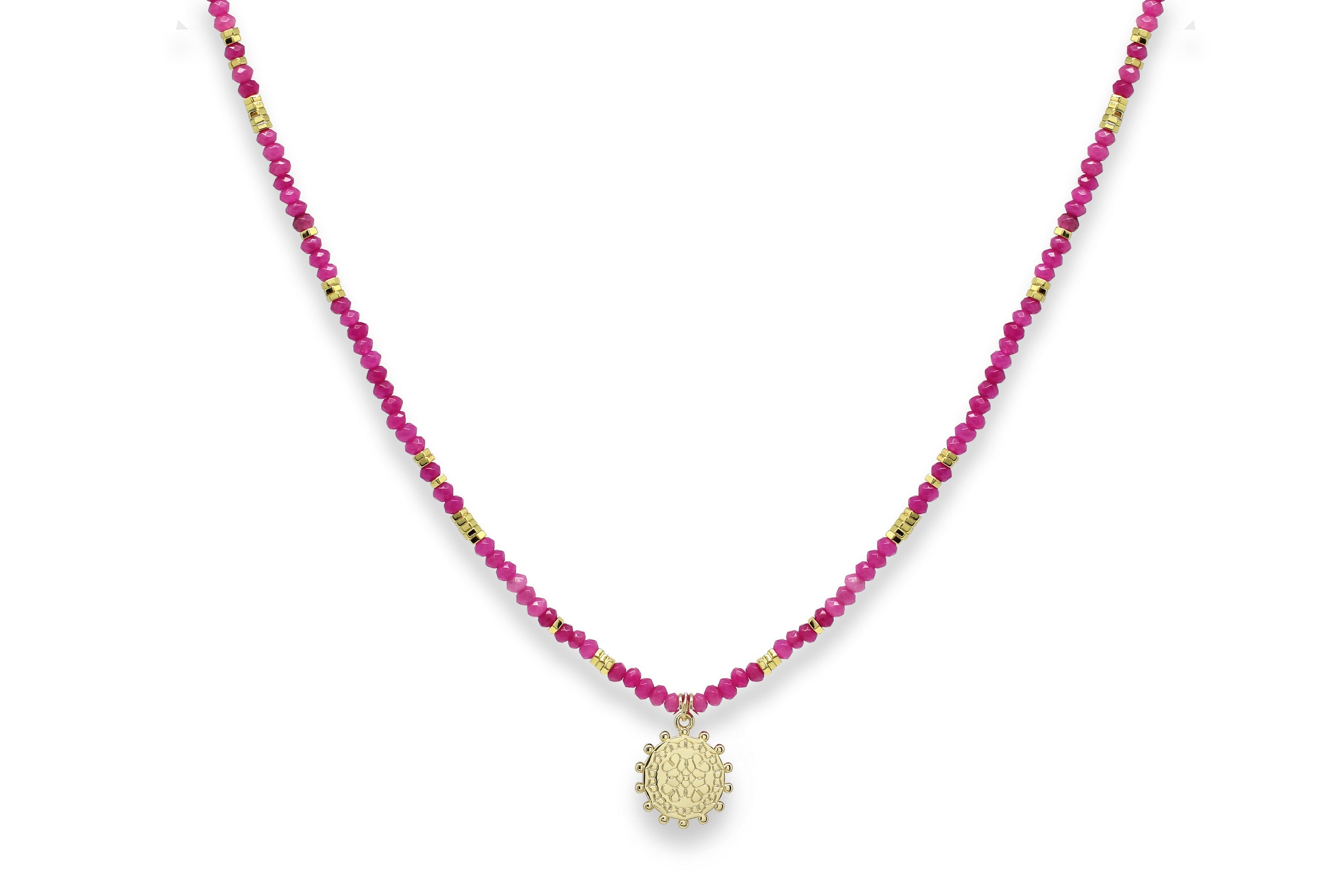 Artemis Pink Gemstone Beaded Necklace - Boho Betty