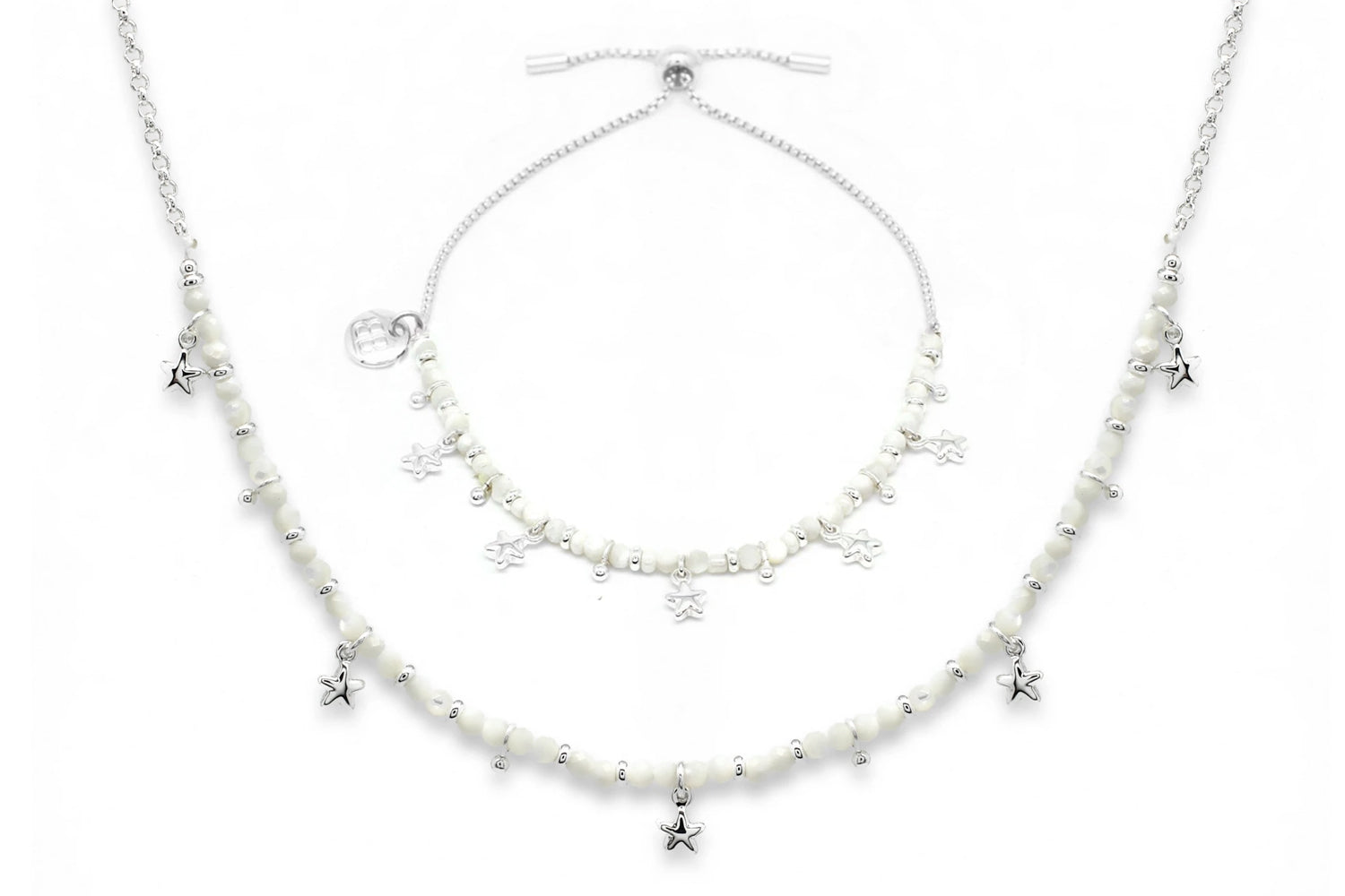 White Star Necklace and Bracelet Set - Boho Betty