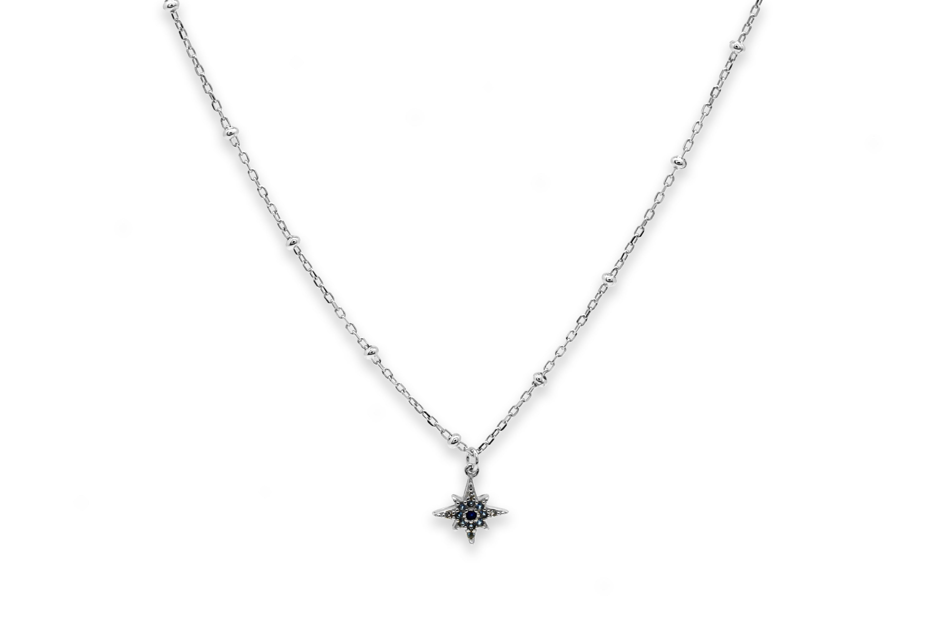 Burgundy Blue Ombre CZ Silver Star Necklace - Boho Betty