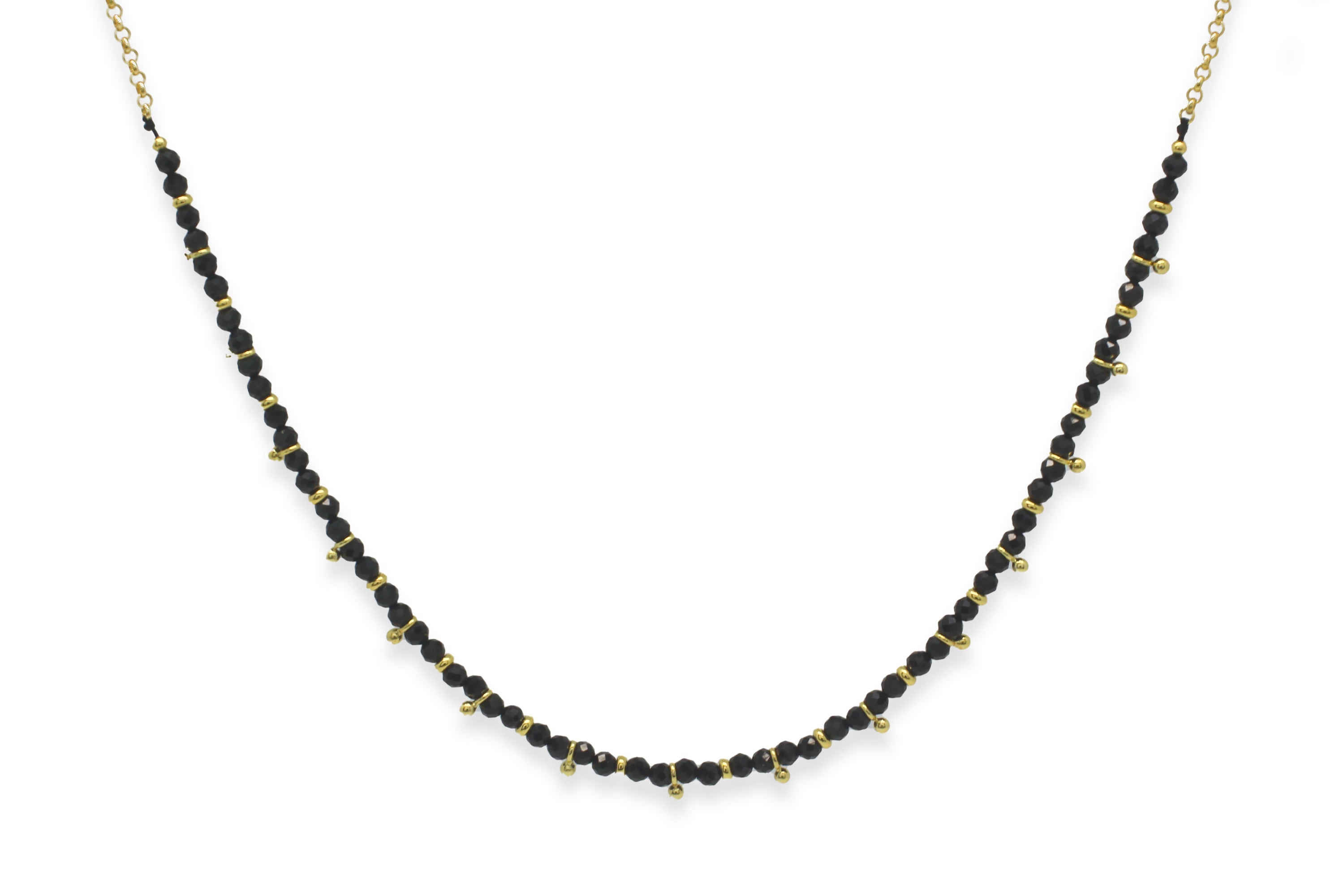 Salus Black Spinel Gemstone Gold Necklace#color_Gold