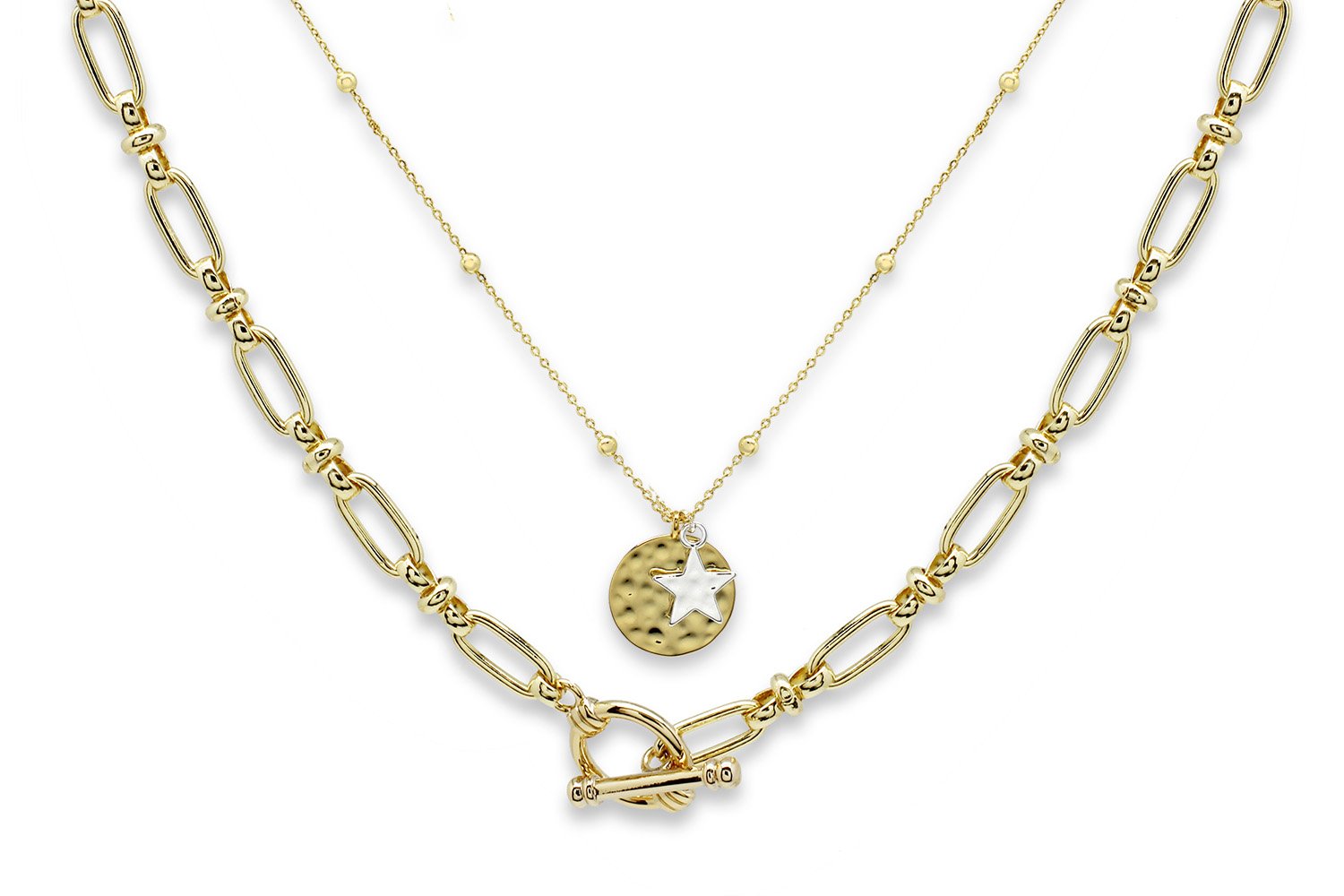 Bunda Gold Plated 2 Layered  Necklace Set - Boho Betty