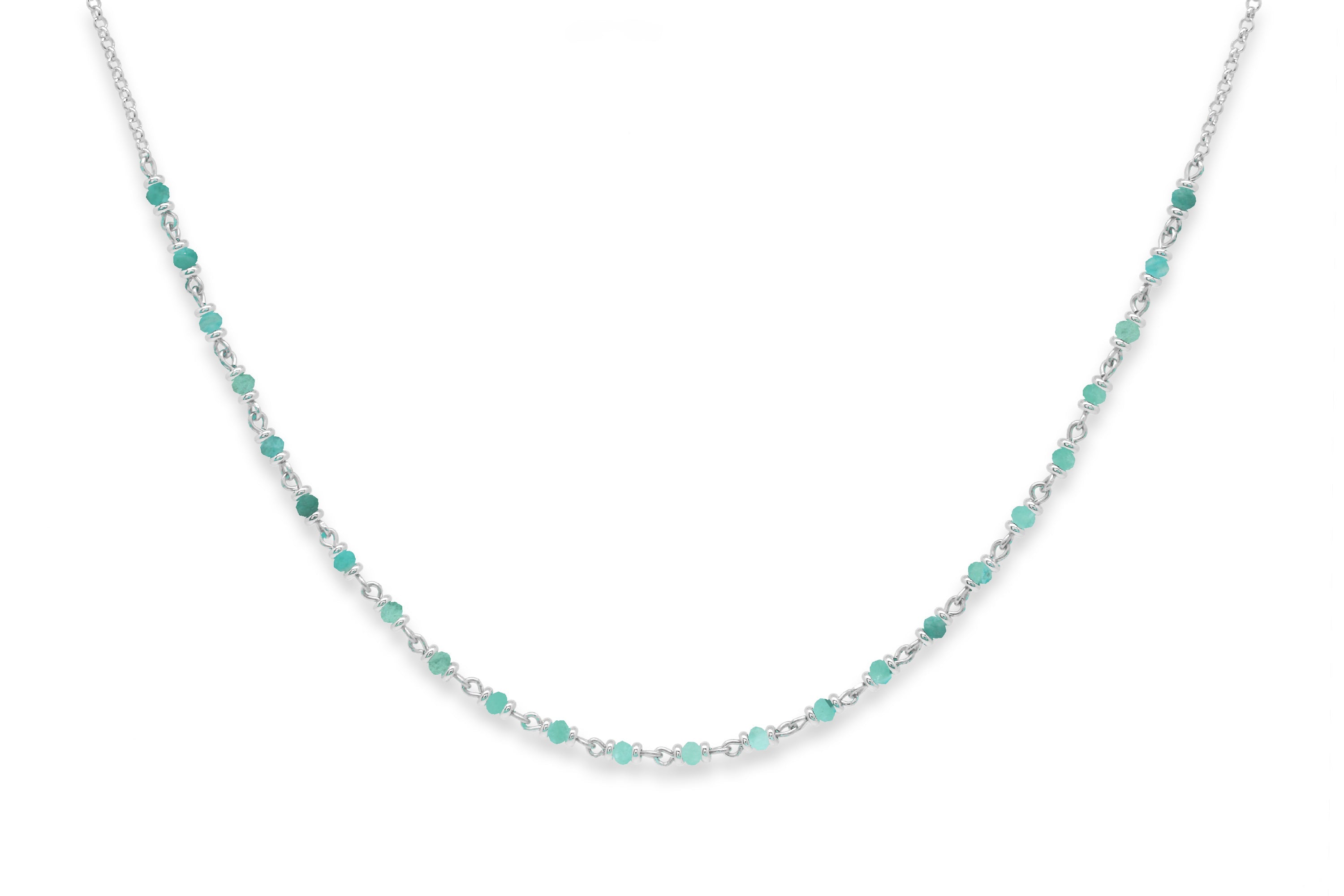 Panacea Amazonite Silver Gemstone Necklace - Boho Betty