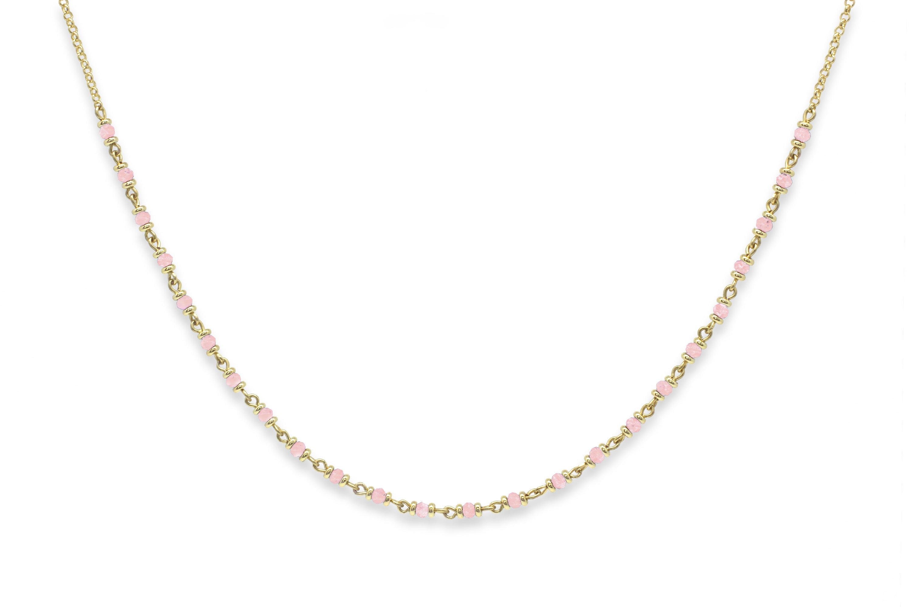 Panacea Rose Quartz Gold Gemstone Necklace - #color_Gold