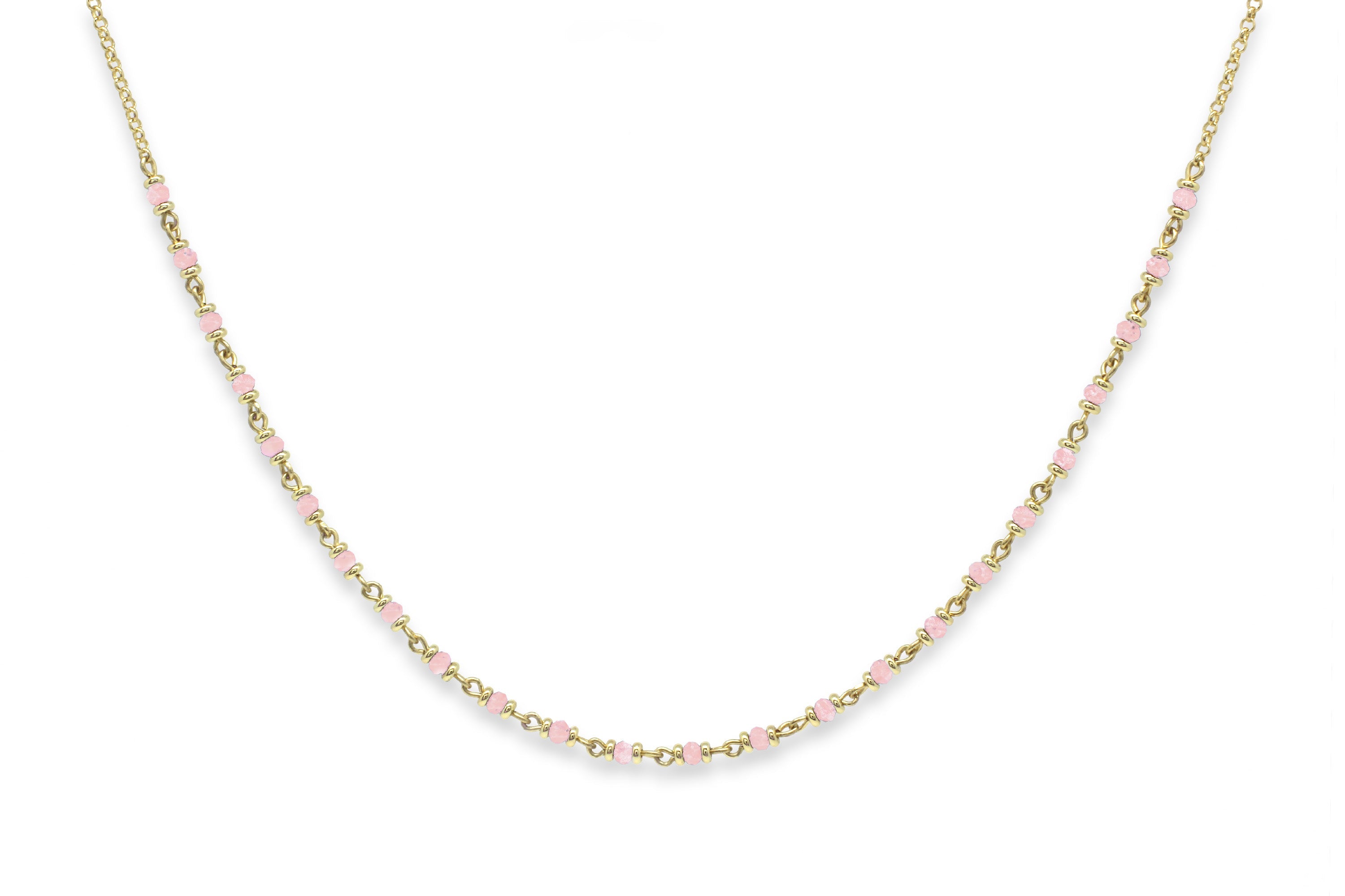 Panacea Rose Quartz Gold Gemstone Necklace 