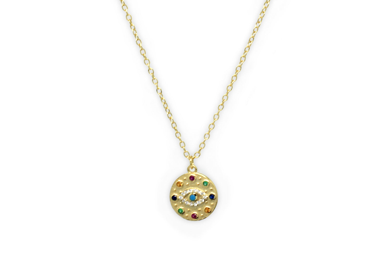 Bramble Gold CZ Evil Eye Necklace - Boho Betty