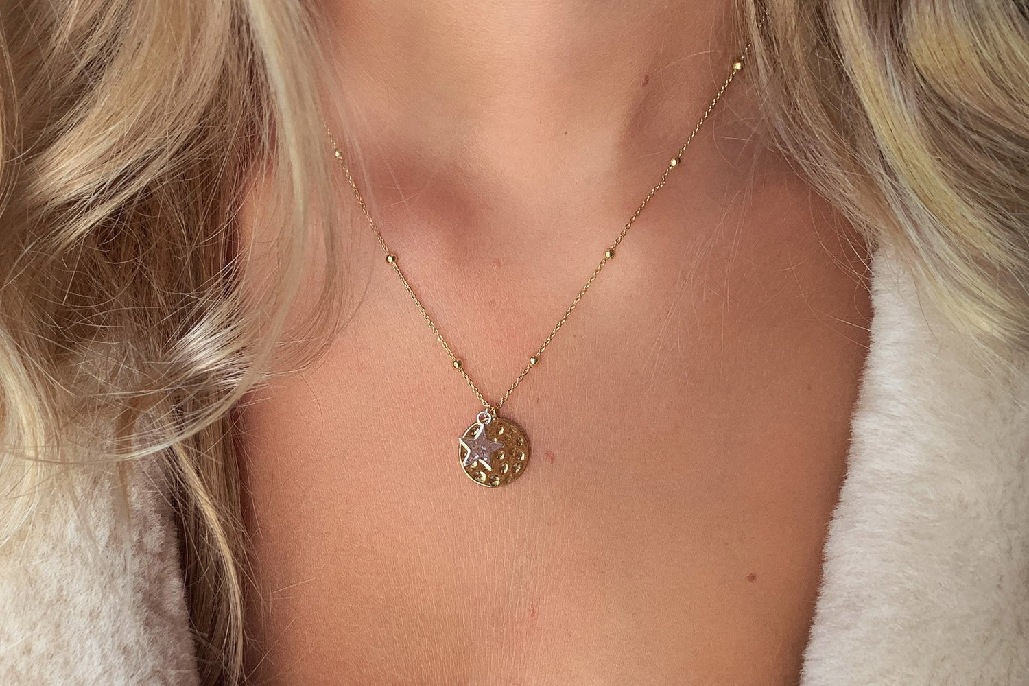 Luna Gold Star & Moon Pendant Necklace - Boho Betty