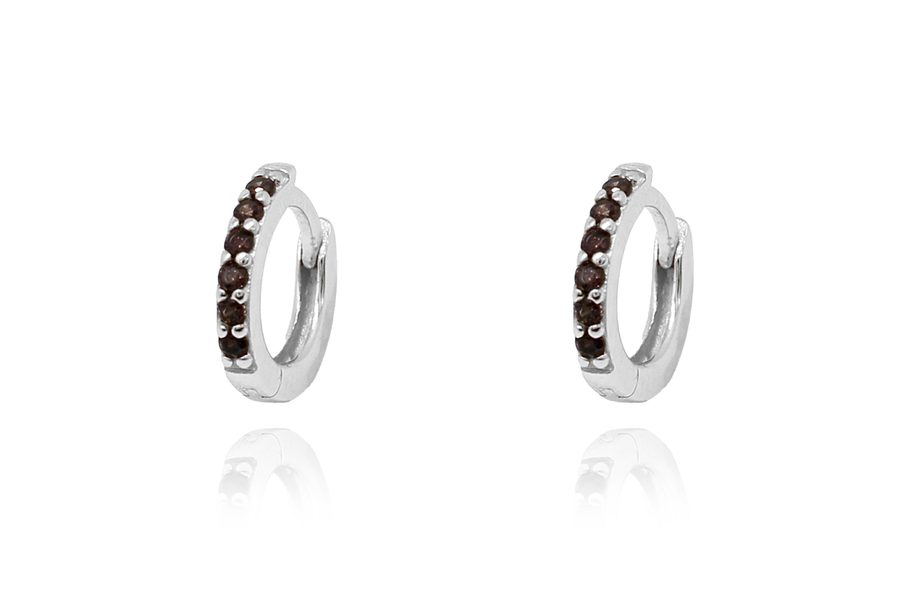 Reddy Smokey Quartz Silver Huggies - Boho Betty