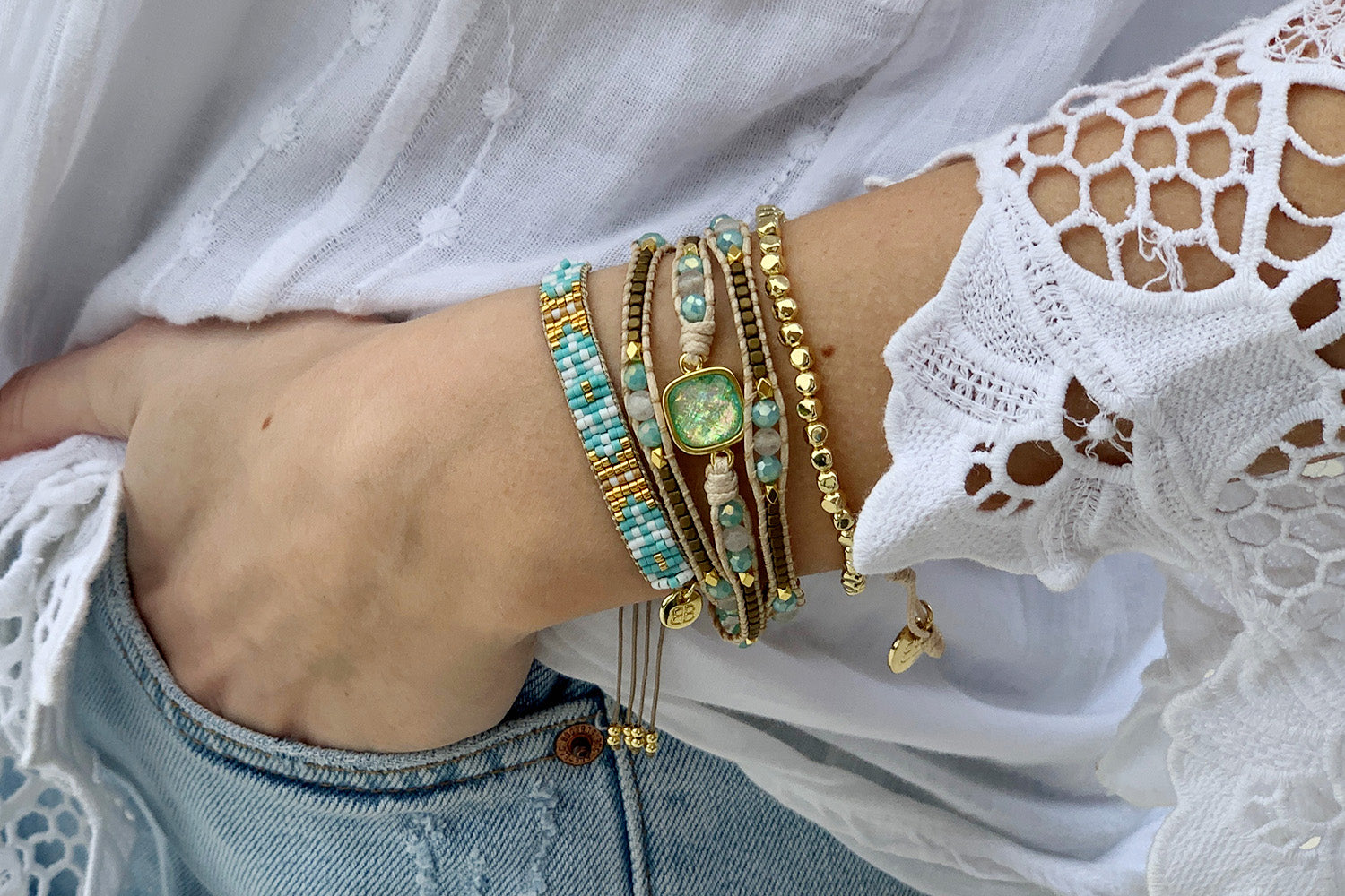 Surat Gold 3 Layered Bracelet Stack - Boho Betty