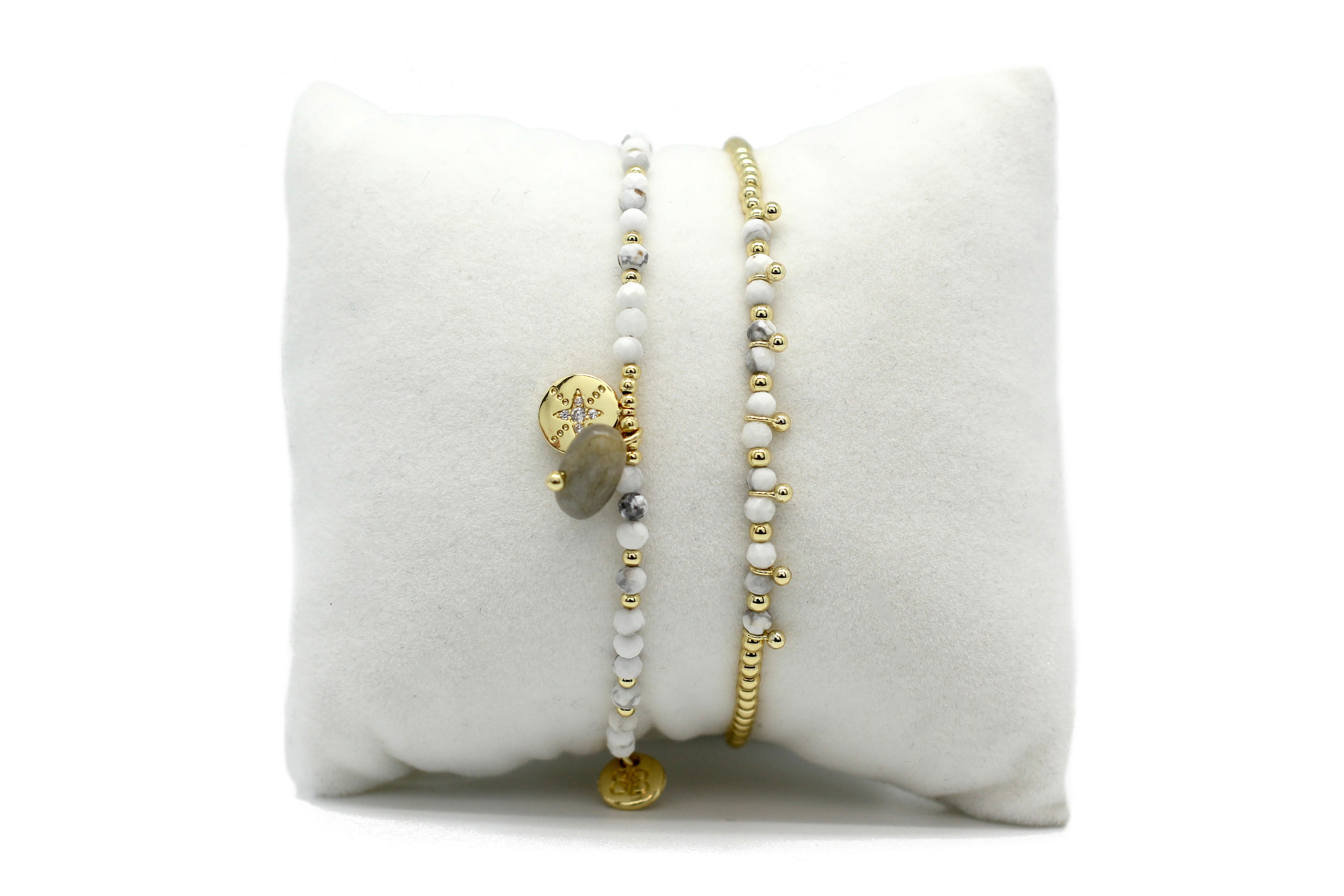 Quebec white 2  Layered Bracelet Stack - Boho Betty