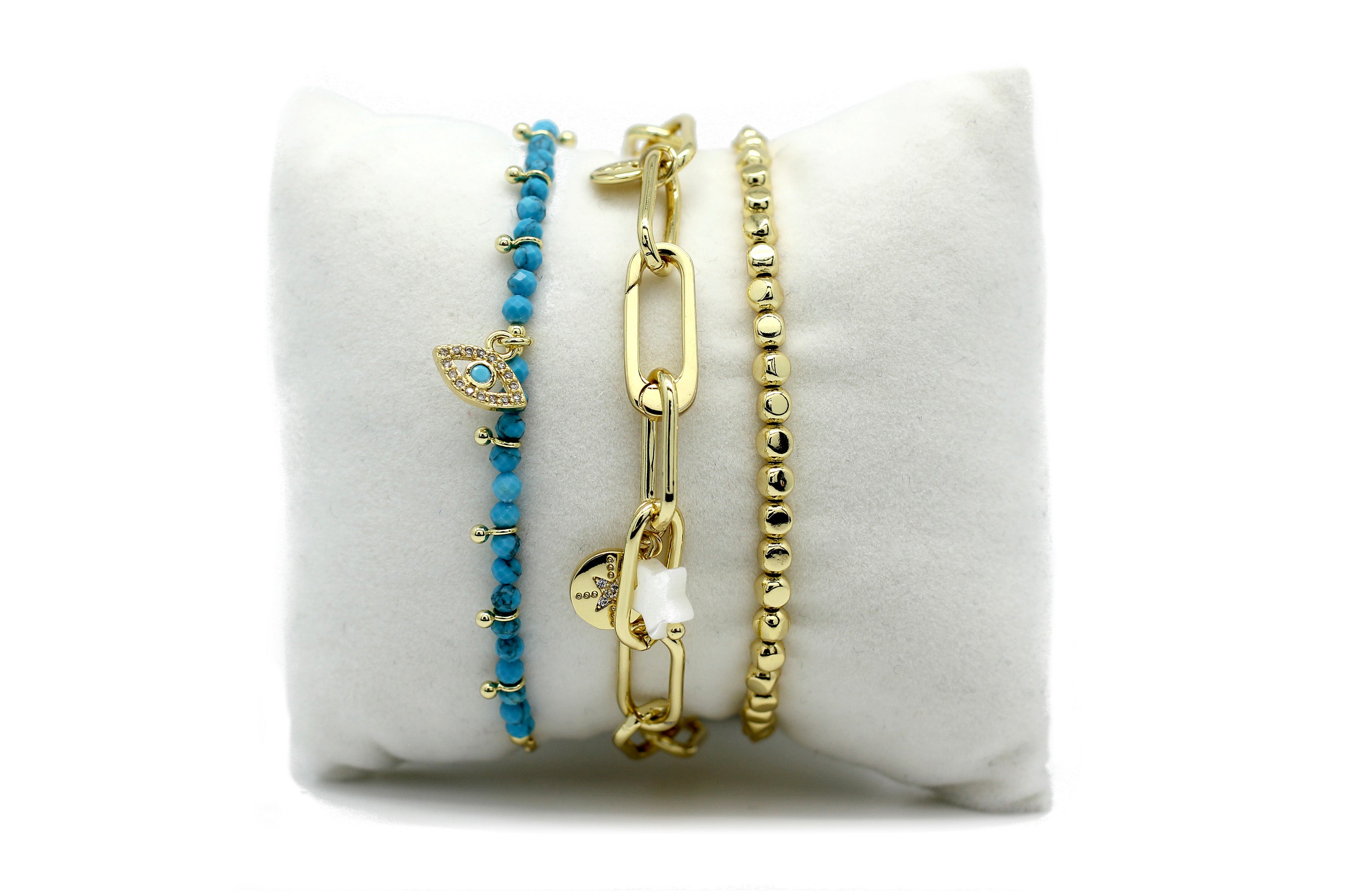 Roseau 3 Layered Bracelet Stack - Boho Betty