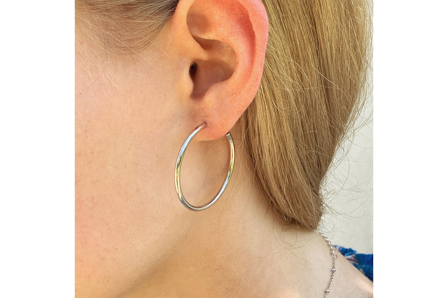 Julin 34mm Sterling Silver Plain Hoop Earrings - Boho Betty