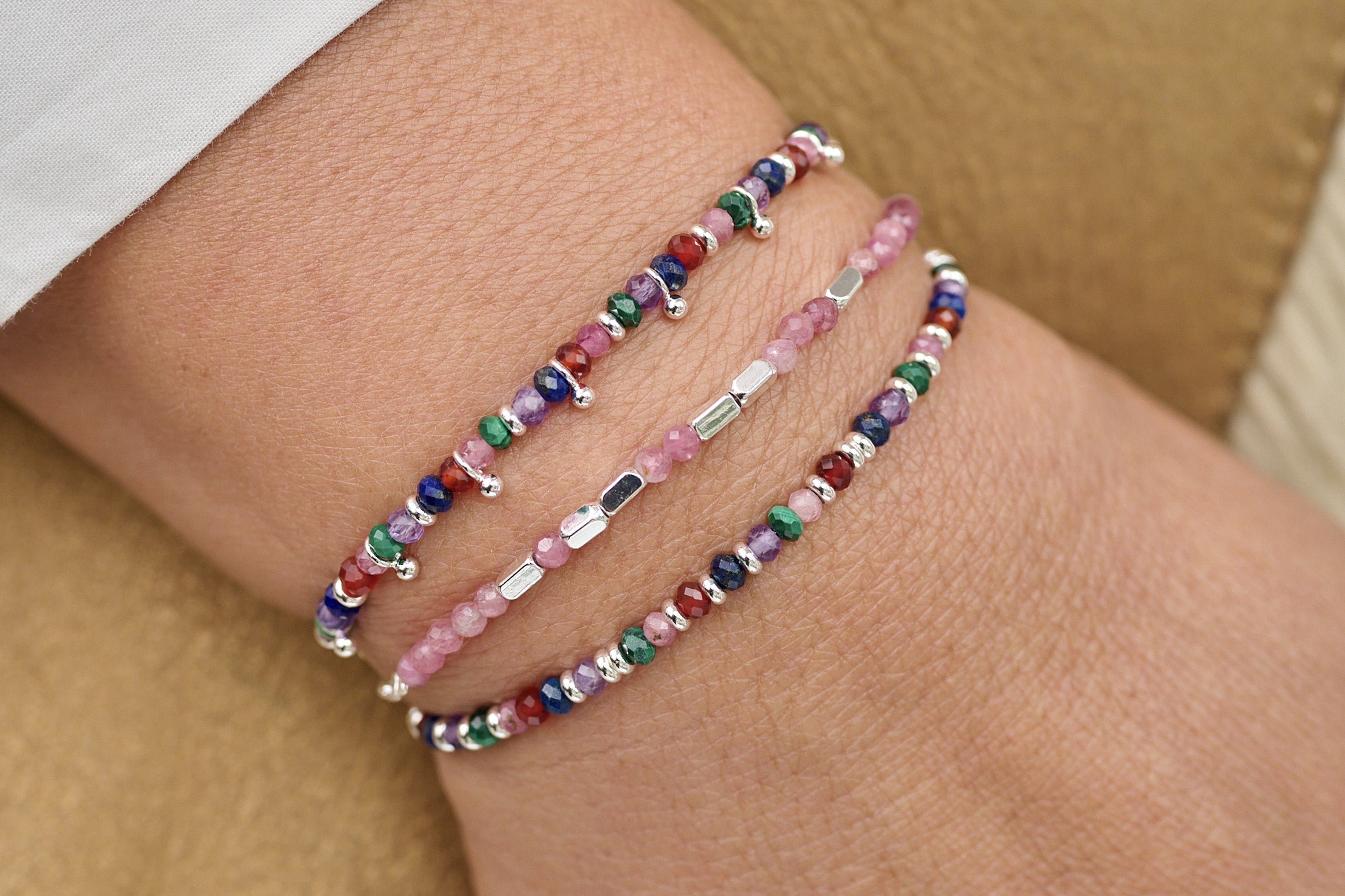 Mystical Bright Multi Gemstone Silver Bracelet