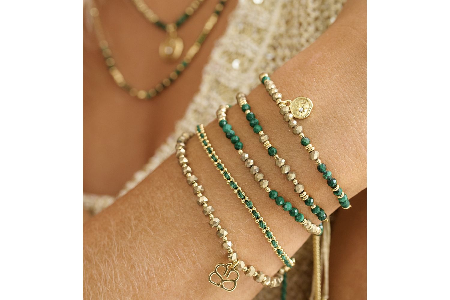 Mead 2 Layer Gemstone Bracelet Stack - Boho Betty