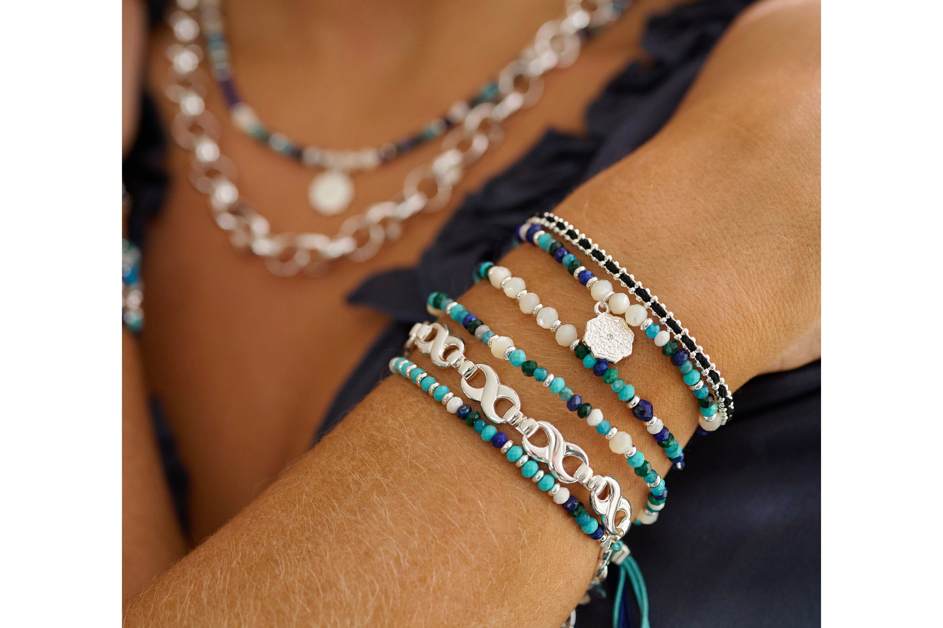 Braid Navy Blue & Silver Bracelet - Boho Betty