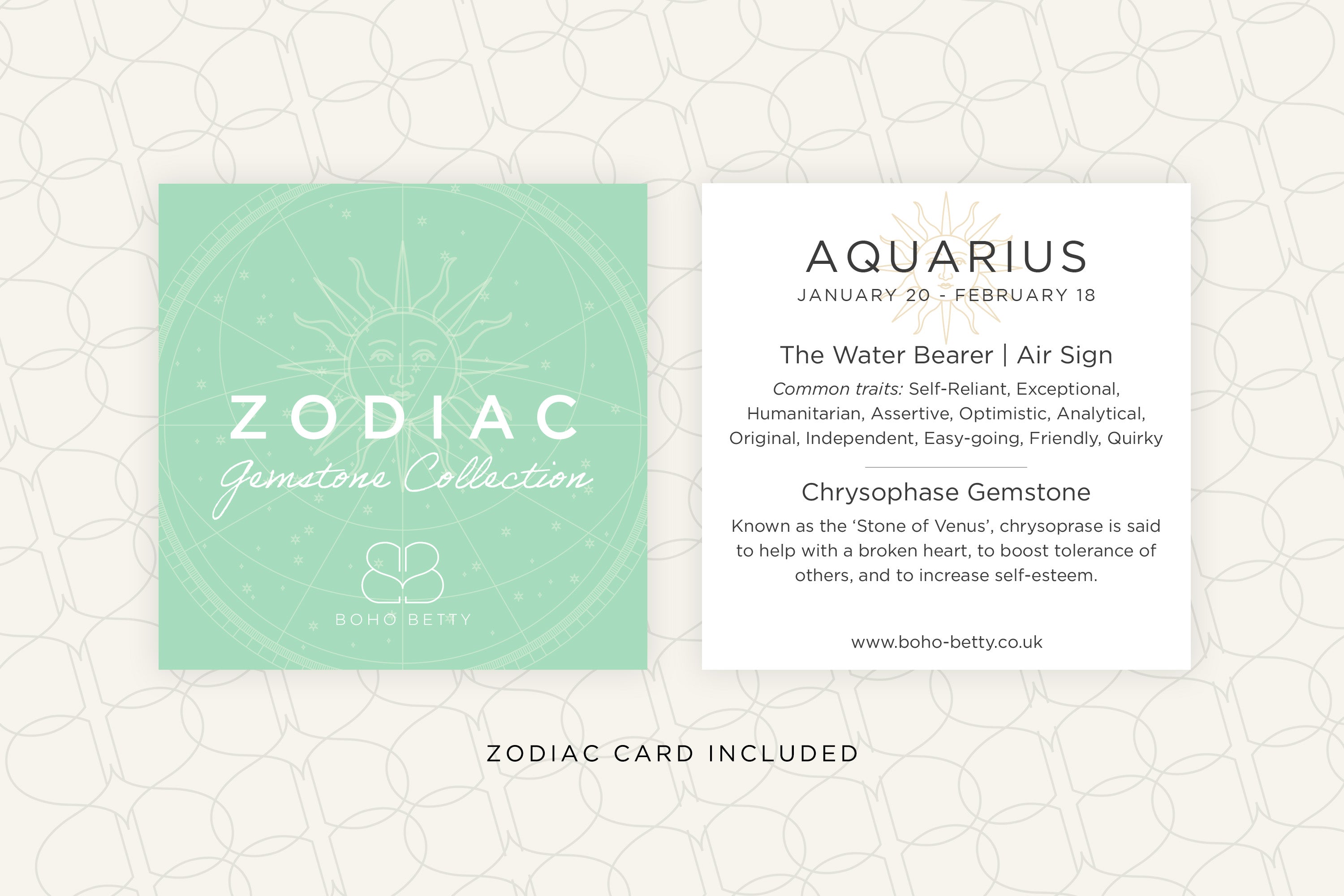 Aquarius Zodiac Gemstone Gold Bracelet - Boho Betty