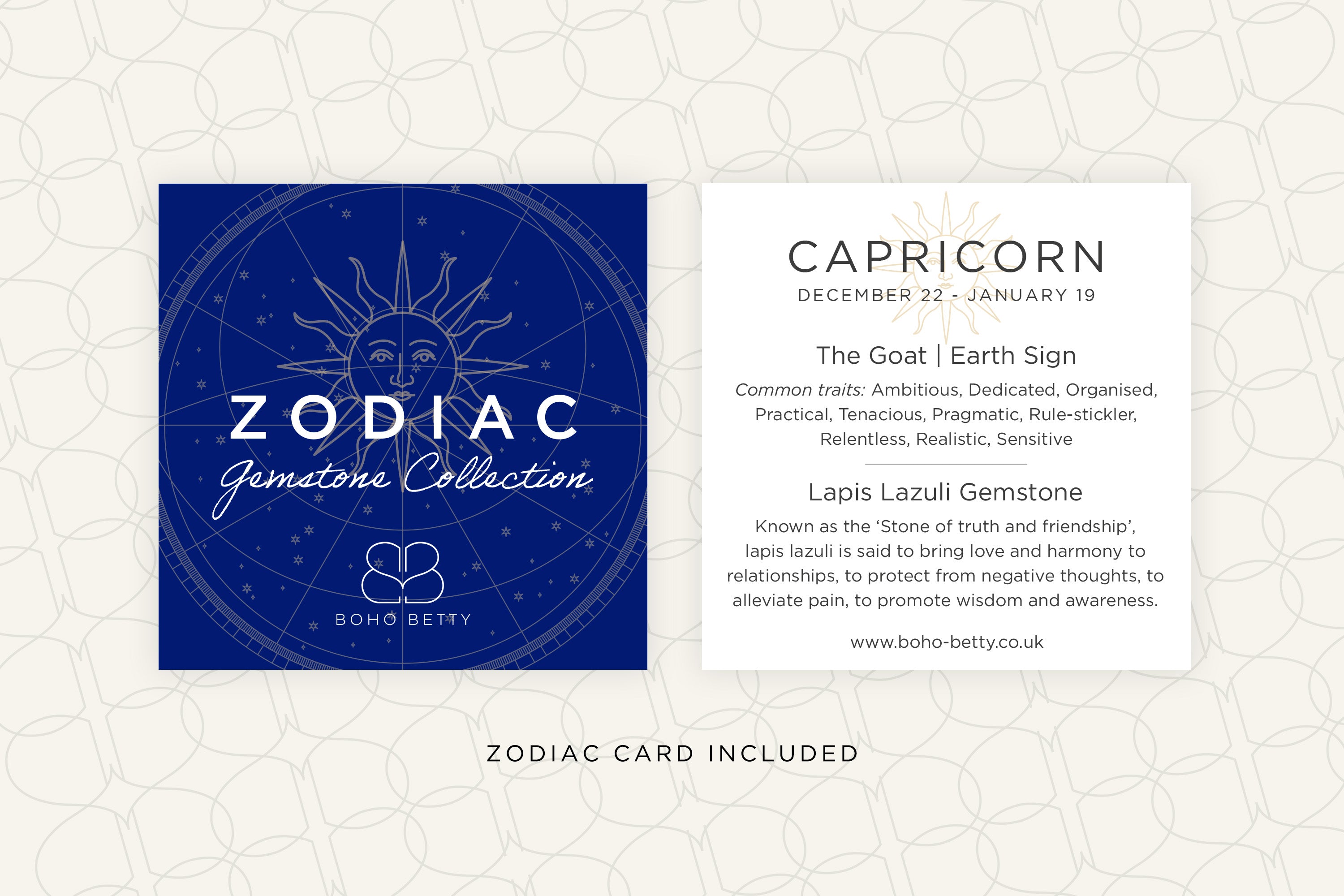 Capricorn Zodiac Gemstone Gold Bracelet - Boho Betty