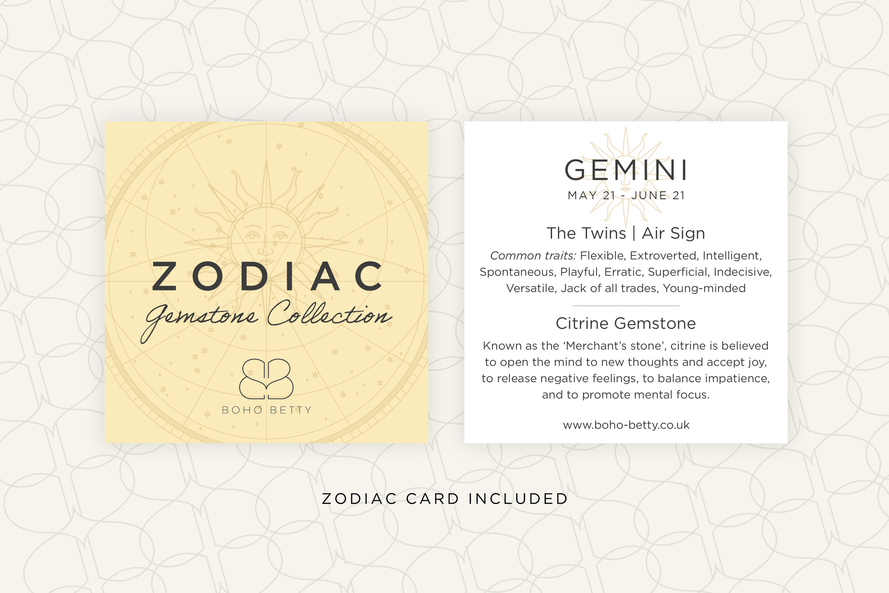 Gemini Zodiac Gemstone Gold Bracelet - Boho Betty
